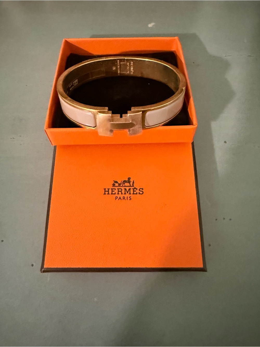 Hermes Lavender Enamel and Gold plated H Click Bracelet